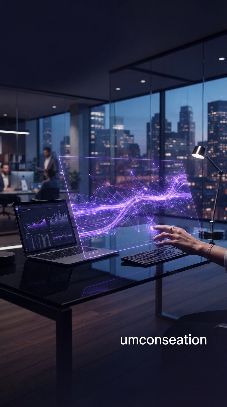 Representação abstrata de fluxos de dados digitais em um ambiente corporativo moderno.