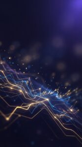 Gráficos financeiros digitais representando fluxo de transações.