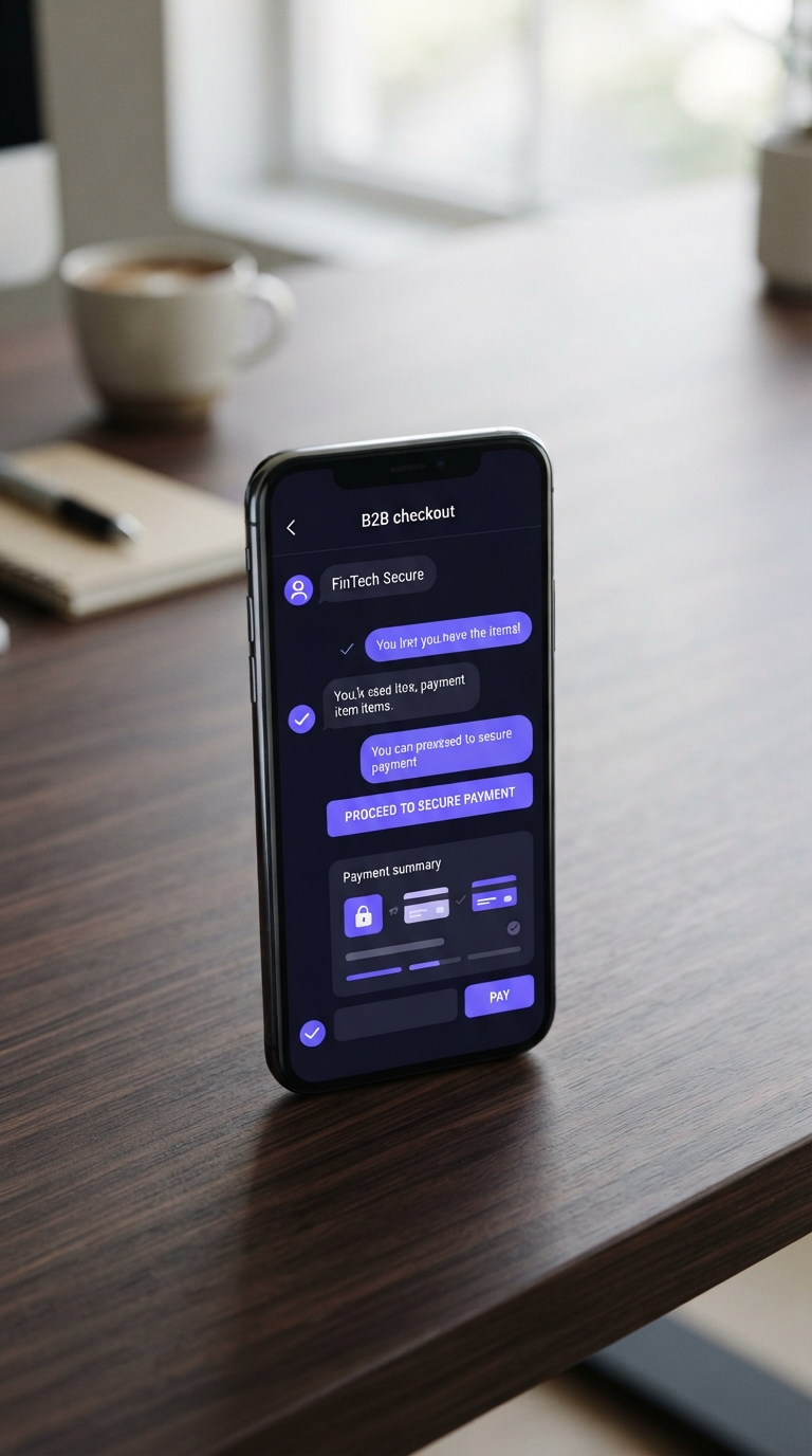 Smartphone com interface de pagamento em um aplicativo de mensagens.