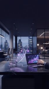 Crescimento financeiro e transformação digital no ambiente corporativo.