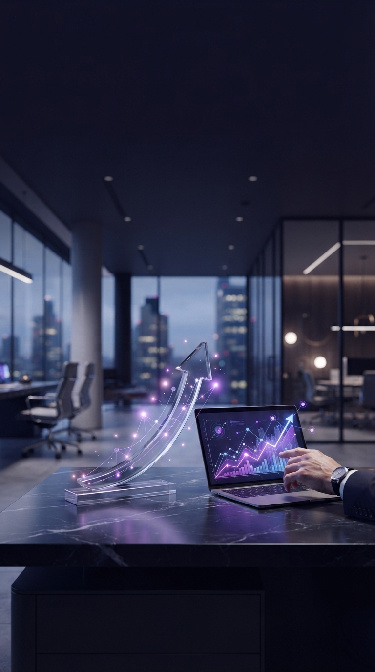 Crescimento financeiro e transformação digital no ambiente corporativo.
